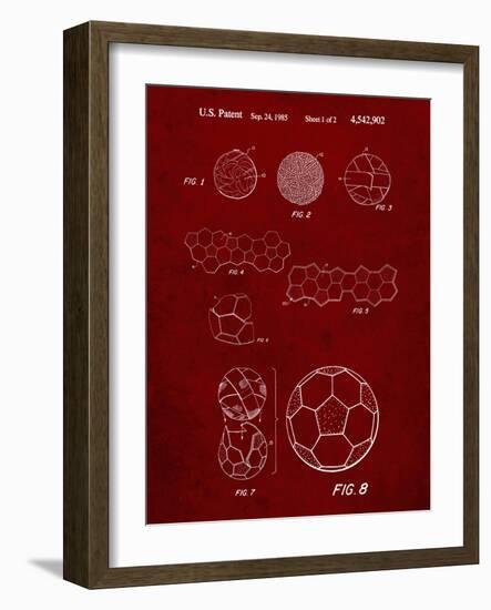 PP54-Burgundy Soccer Ball 1985 Patent Poster-Cole Borders-Framed Giclee Print