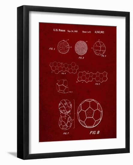 PP54-Burgundy Soccer Ball 1985 Patent Poster-Cole Borders-Framed Giclee Print