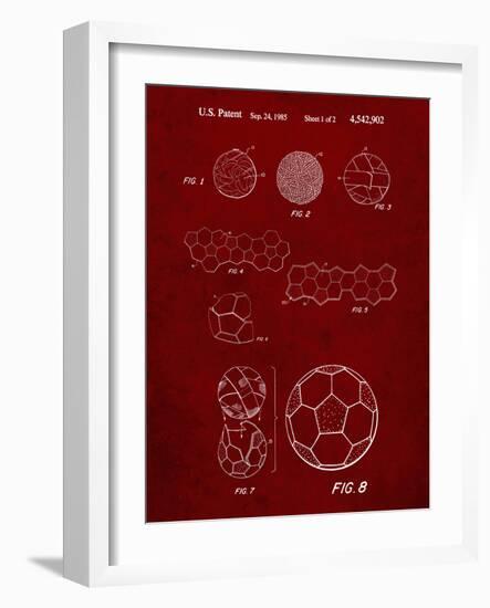 PP54-Burgundy Soccer Ball 1985 Patent Poster-Cole Borders-Framed Giclee Print