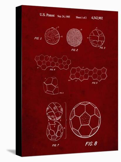 PP54-Burgundy Soccer Ball 1985 Patent Poster-Cole Borders-Stretched Canvas