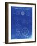 PP54-Faded Blueprint Soccer Ball 1985 Patent Poster-Cole Borders-Framed Giclee Print