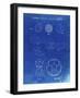 PP54-Faded Blueprint Soccer Ball 1985 Patent Poster-Cole Borders-Framed Giclee Print