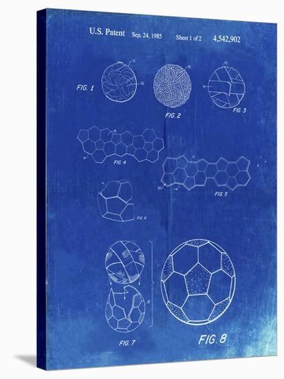 PP54-Faded Blueprint Soccer Ball 1985 Patent Poster-Cole Borders-Stretched Canvas