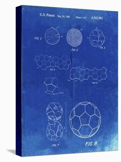 PP54-Faded Blueprint Soccer Ball 1985 Patent Poster-Cole Borders-Stretched Canvas