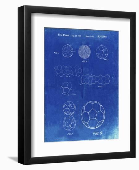PP54-Faded Blueprint Soccer Ball 1985 Patent Poster-Cole Borders-Framed Giclee Print