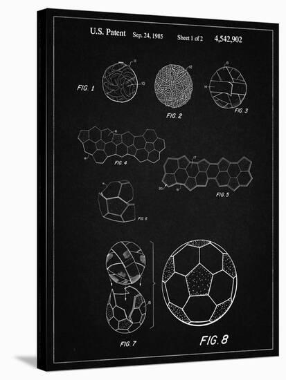 PP54-Vintage Black Soccer Ball 1985 Patent Poster-Cole Borders-Stretched Canvas