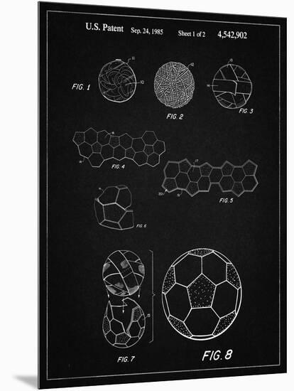 PP54-Vintage Black Soccer Ball 1985 Patent Poster-Cole Borders-Mounted Giclee Print