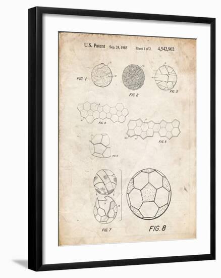 PP54-Vintage Parchment Soccer Ball 1985 Patent Poster-Cole Borders-Framed Giclee Print