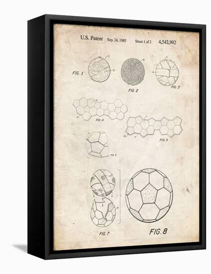 PP54-Vintage Parchment Soccer Ball 1985 Patent Poster-Cole Borders-Framed Stretched Canvas