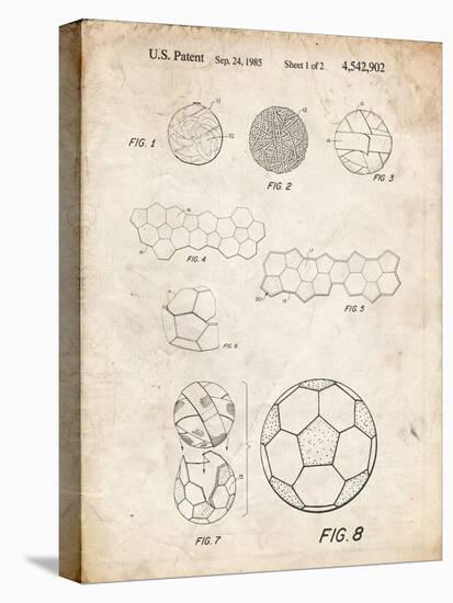 PP54-Vintage Parchment Soccer Ball 1985 Patent Poster-Cole Borders-Stretched Canvas