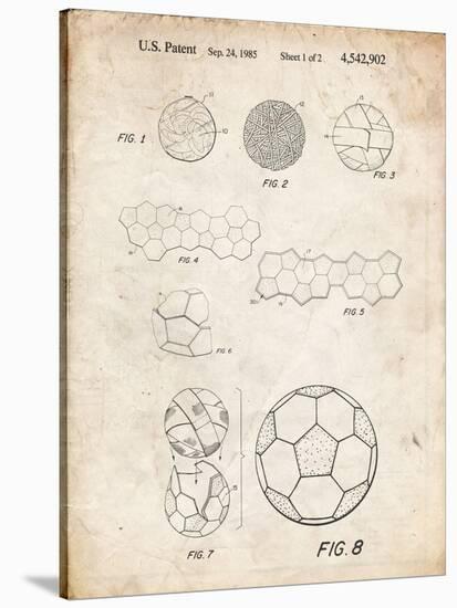 PP54-Vintage Parchment Soccer Ball 1985 Patent Poster-Cole Borders-Stretched Canvas