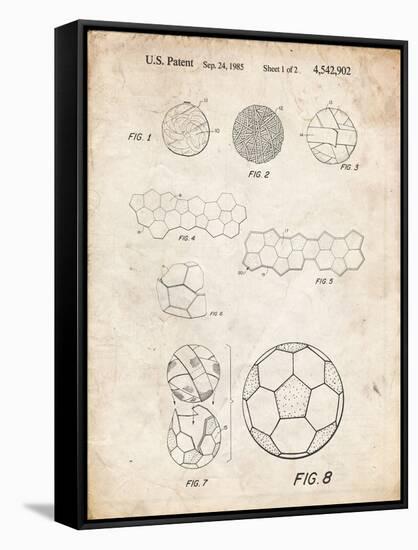 PP54-Vintage Parchment Soccer Ball 1985 Patent Poster-Cole Borders-Framed Stretched Canvas