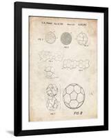 PP54-Vintage Parchment Soccer Ball 1985 Patent Poster-Cole Borders-Framed Giclee Print