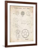 PP54-Vintage Parchment Soccer Ball 1985 Patent Poster-Cole Borders-Framed Giclee Print