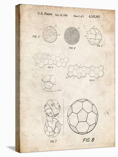 PP54-Vintage Parchment Soccer Ball 1985 Patent Poster-Cole Borders-Stretched Canvas