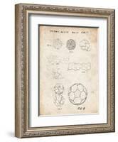 PP54-Vintage Parchment Soccer Ball 1985 Patent Poster-Cole Borders-Framed Giclee Print