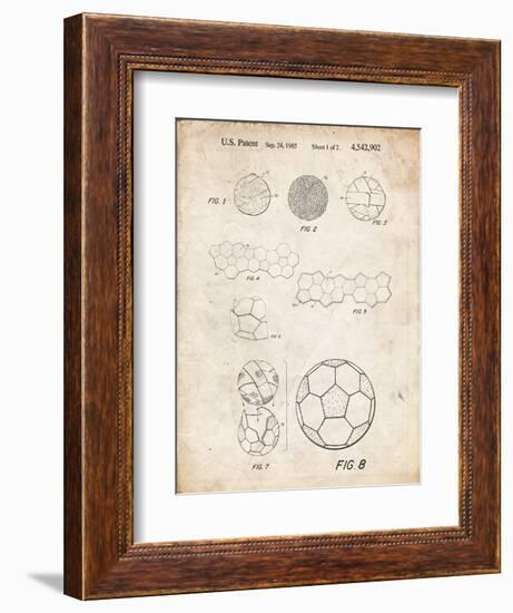 PP54-Vintage Parchment Soccer Ball 1985 Patent Poster-Cole Borders-Framed Giclee Print