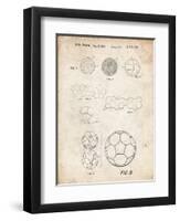 PP54-Vintage Parchment Soccer Ball 1985 Patent Poster-Cole Borders-Framed Giclee Print