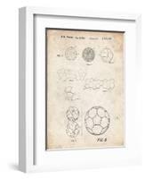 PP54-Vintage Parchment Soccer Ball 1985 Patent Poster-Cole Borders-Framed Giclee Print