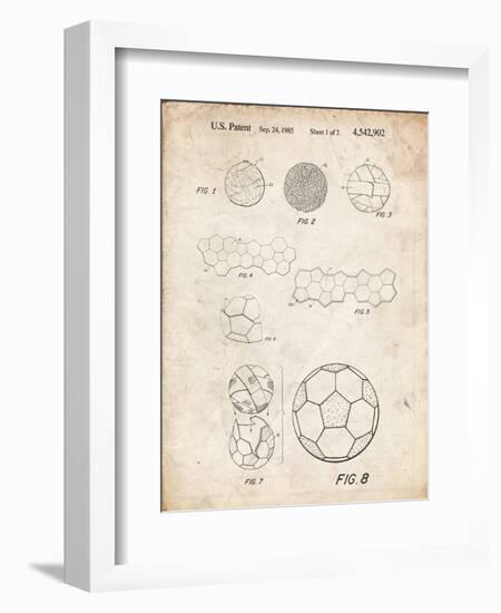 PP54-Vintage Parchment Soccer Ball 1985 Patent Poster-Cole Borders-Framed Giclee Print