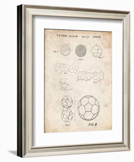 PP54-Vintage Parchment Soccer Ball 1985 Patent Poster-Cole Borders-Framed Giclee Print