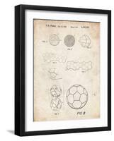 PP54-Vintage Parchment Soccer Ball 1985 Patent Poster-Cole Borders-Framed Giclee Print