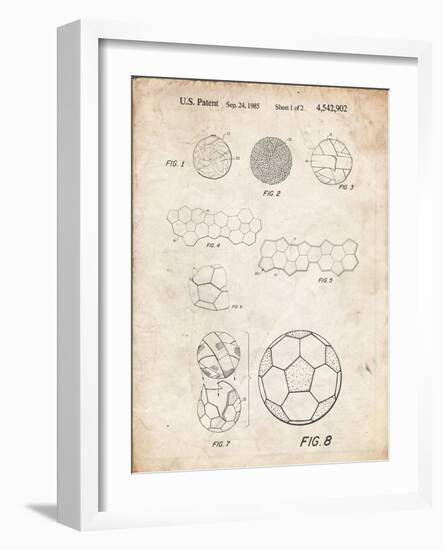 PP54-Vintage Parchment Soccer Ball 1985 Patent Poster-Cole Borders-Framed Giclee Print