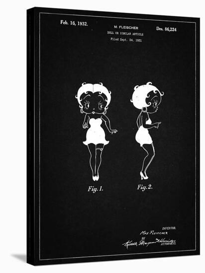 PP547-Vintage Black Betty Boop Patent Poster-Cole Borders-Stretched Canvas