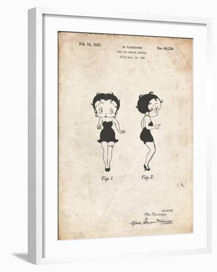 PP547-Vintage Parchment Betty Boop Patent Poster-Cole Borders-Framed Giclee Print