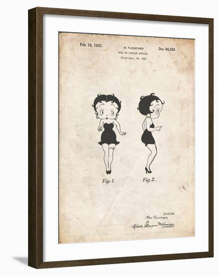 PP547-Vintage Parchment Betty Boop Patent Poster-Cole Borders-Framed Giclee Print