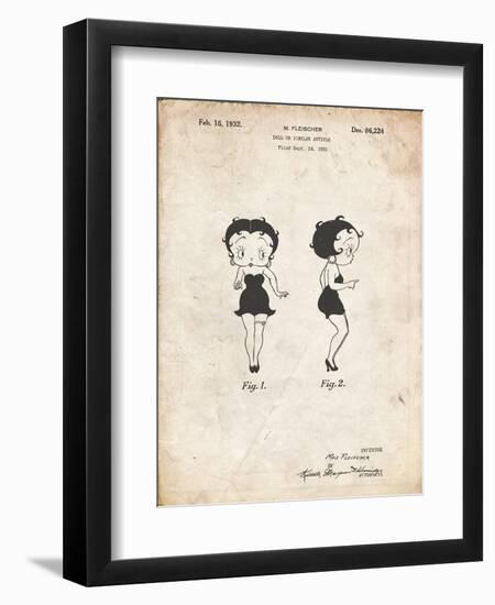 PP547-Vintage Parchment Betty Boop Patent Poster-Cole Borders-Framed Giclee Print