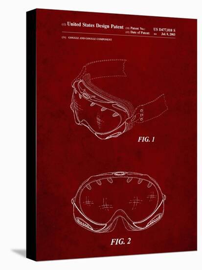 PP554-Burgundy Ski Goggles Patent Poster-Cole Borders-Stretched Canvas