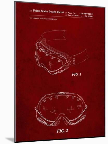 PP554-Burgundy Ski Goggles Patent Poster-Cole Borders-Mounted Giclee Print