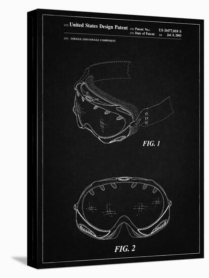 PP554-Vintage Black Ski Goggles Patent Poster-Cole Borders-Stretched Canvas