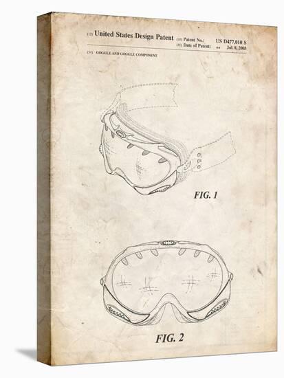 PP554-Vintage Parchment Ski Goggles Patent Poster-Cole Borders-Stretched Canvas