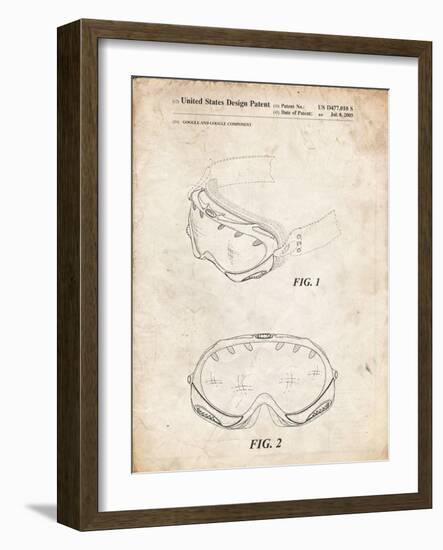 PP554-Vintage Parchment Ski Goggles Patent Poster-Cole Borders-Framed Giclee Print