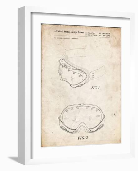 PP554-Vintage Parchment Ski Goggles Patent Poster-Cole Borders-Framed Giclee Print