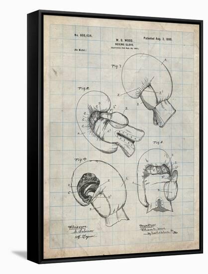 PP58-Antique Grid parchment Vintage Boxing Glove 1898 Patent Poster-Cole Borders-Framed Stretched Canvas