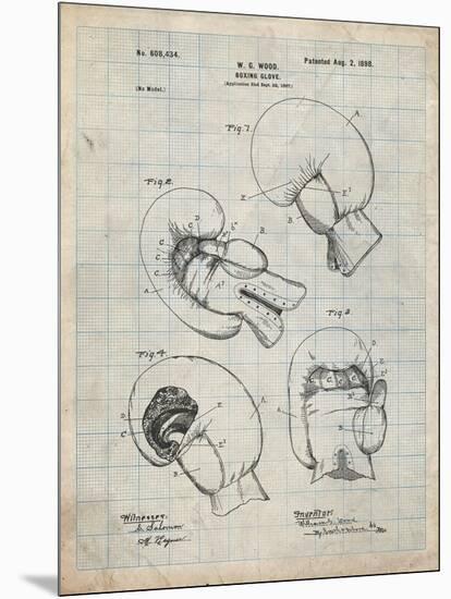 PP58-Antique Grid parchment Vintage Boxing Glove 1898 Patent Poster-Cole Borders-Mounted Giclee Print