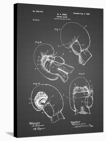 PP58-Black Grid Vintage Boxing Glove 1898 Patent Poster-Cole Borders-Stretched Canvas