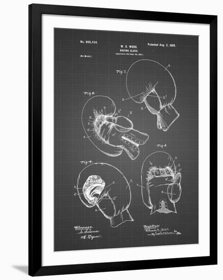 PP58-Black Grid Vintage Boxing Glove 1898 Patent Poster-Cole Borders-Framed Premium Giclee Print