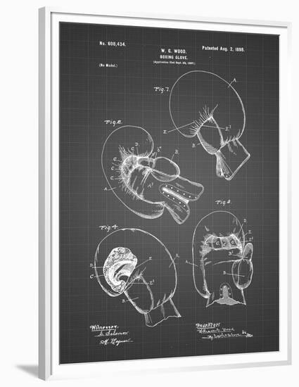 PP58-Black Grid Vintage Boxing Glove 1898 Patent Poster-Cole Borders-Framed Premium Giclee Print