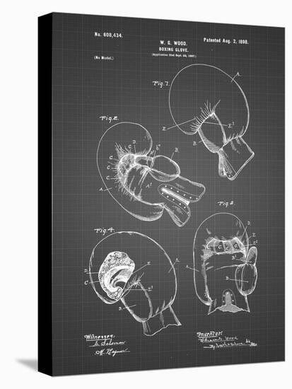 PP58-Black Grid Vintage Boxing Glove 1898 Patent Poster-Cole Borders-Stretched Canvas