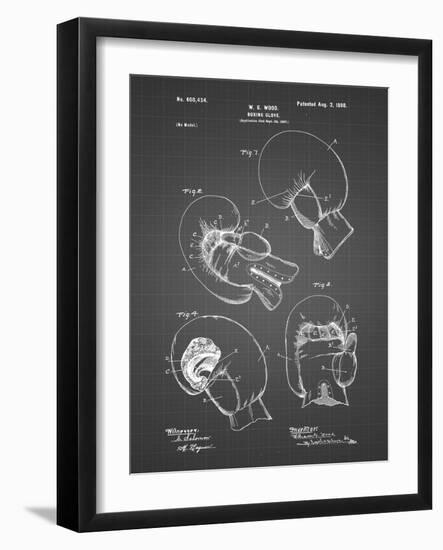 PP58-Black Grid Vintage Boxing Glove 1898 Patent Poster-Cole Borders-Framed Giclee Print