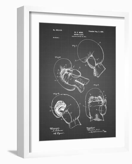 PP58-Black Grid Vintage Boxing Glove 1898 Patent Poster-Cole Borders-Framed Giclee Print