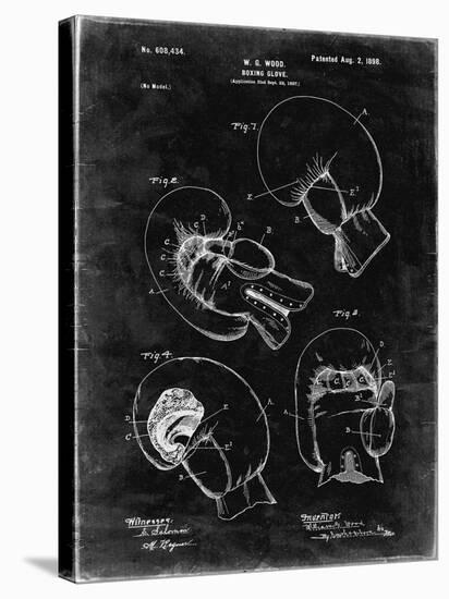 PP58-Black Grunge Vintage Boxing Glove 1898 Patent Poster-Cole Borders-Stretched Canvas