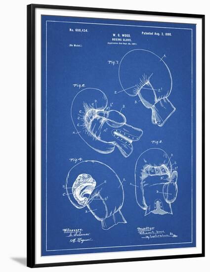 PP58-Blueprint Vintage Boxing Glove 1898 Patent Poster-Cole Borders-Framed Premium Giclee Print