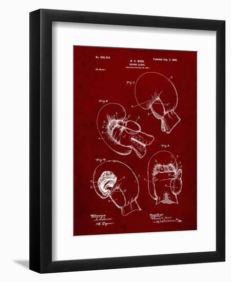 PP58-Burgundy Vintage Boxing Glove 1898 Patent Poster-Cole Borders-Framed Premium Giclee Print