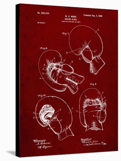 PP58-Burgundy Vintage Boxing Glove 1898 Patent Poster-Cole Borders-Stretched Canvas