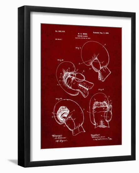 PP58-Burgundy Vintage Boxing Glove 1898 Patent Poster-Cole Borders-Framed Giclee Print
